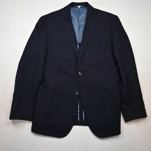 JKT 40R Navy Blue 100% Wool Soft Shoulder Mens Blazer Suit Jacket Sport Coat